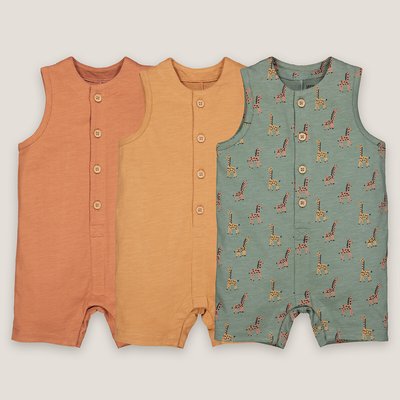 Pack of 3 Rompers in Cotton LA REDOUTE COLLECTIONS