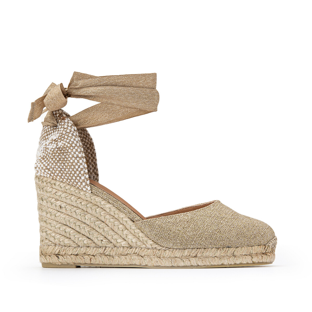 Carina Sparkly Espadrille Wedges in Linen
