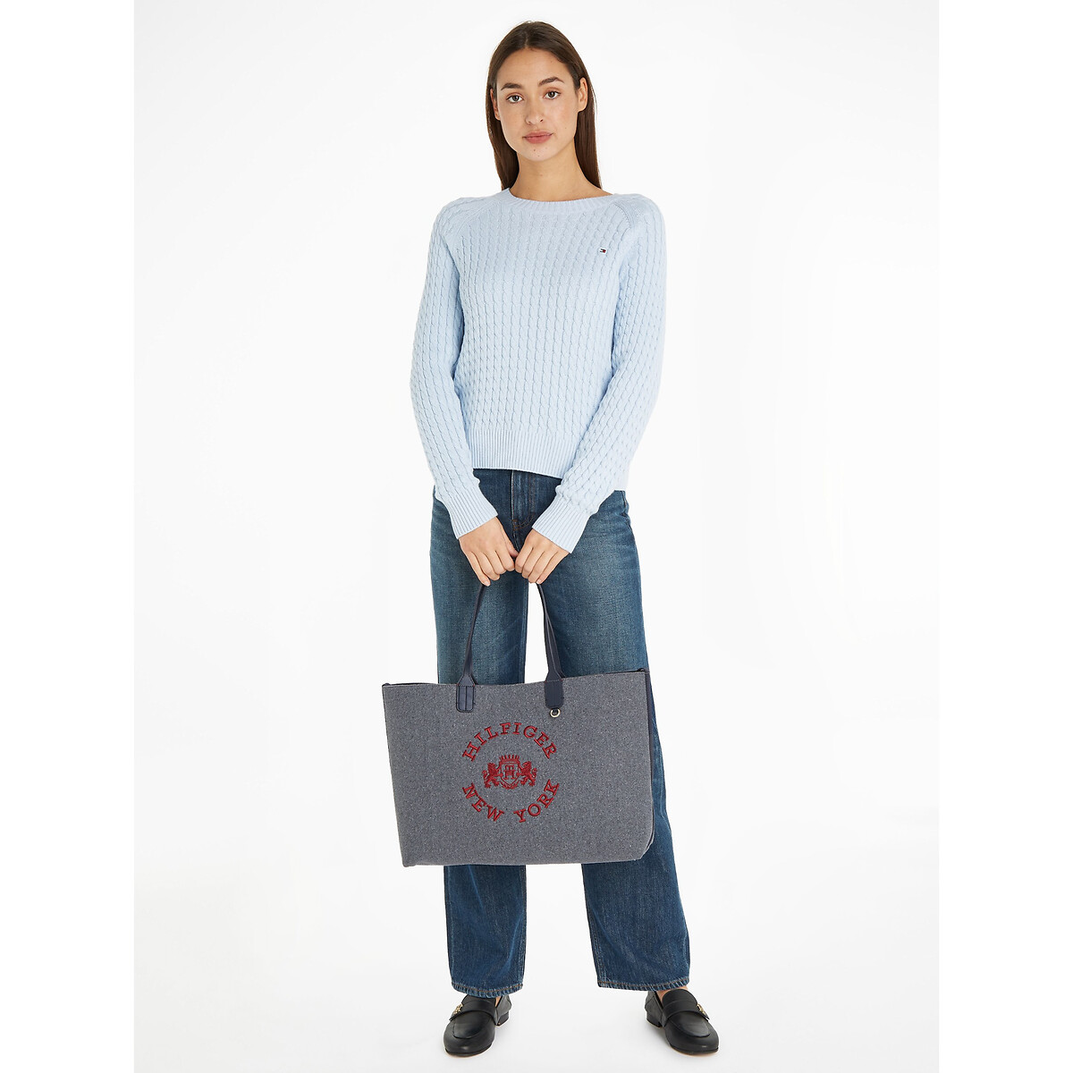 Tote bag grey red Tommy Hilfiger La Redoute