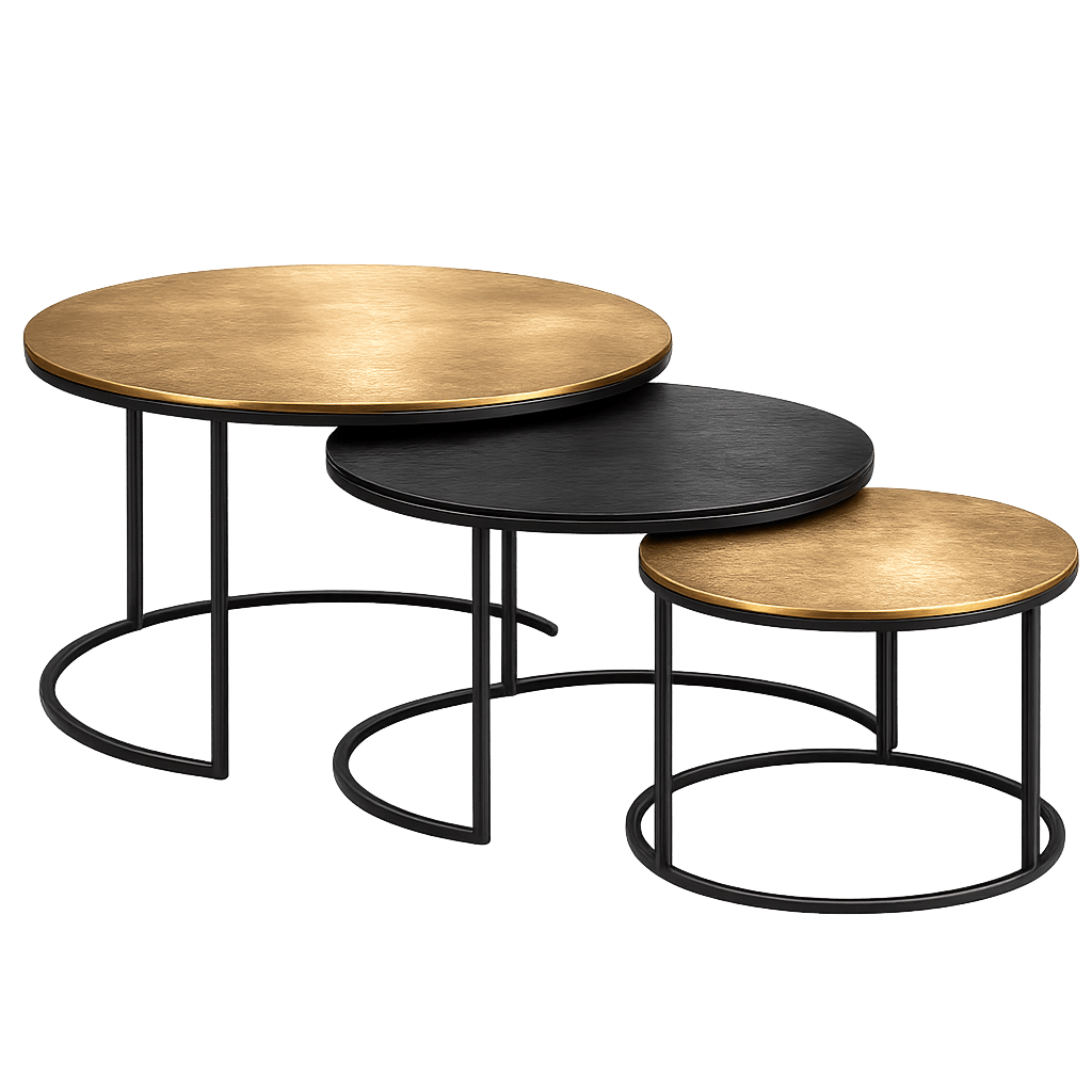Tables basses gigognes noir et or (lot de 3) KANO, PIER IMPORT