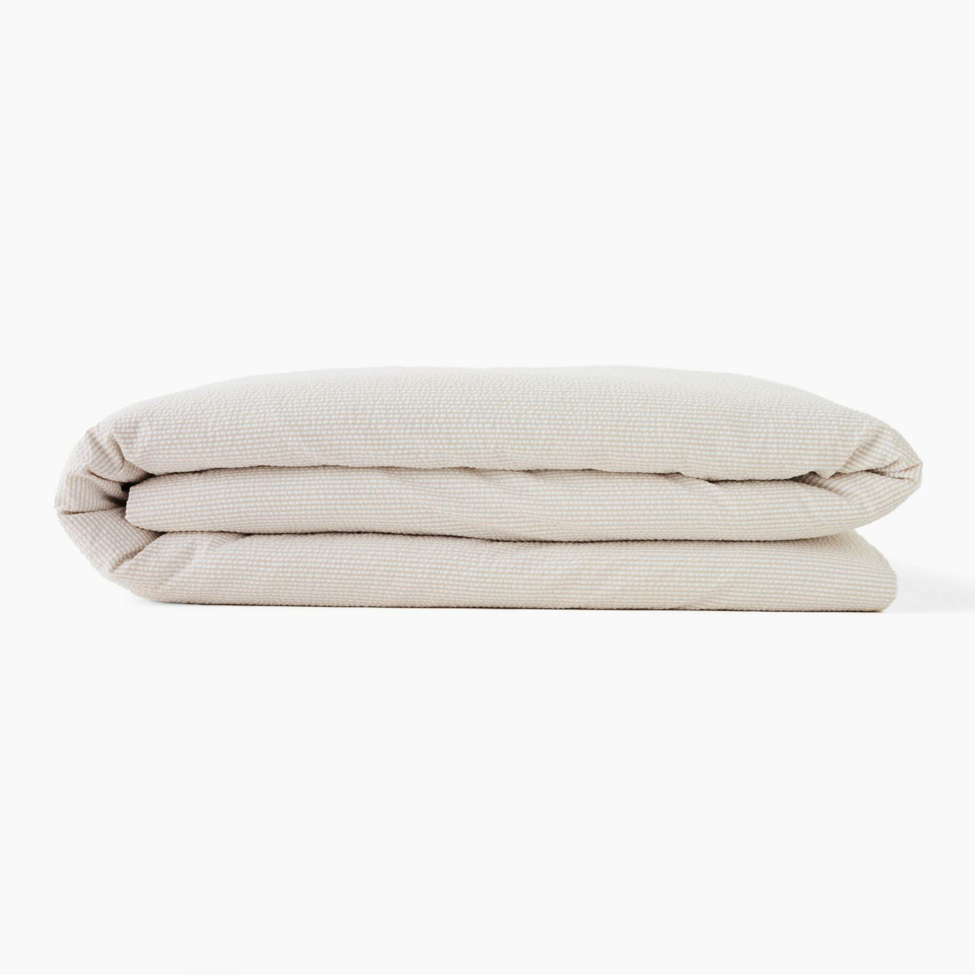 Housse de couette rayé seersucker , percale de coton bio GOTS, MONOPRIX