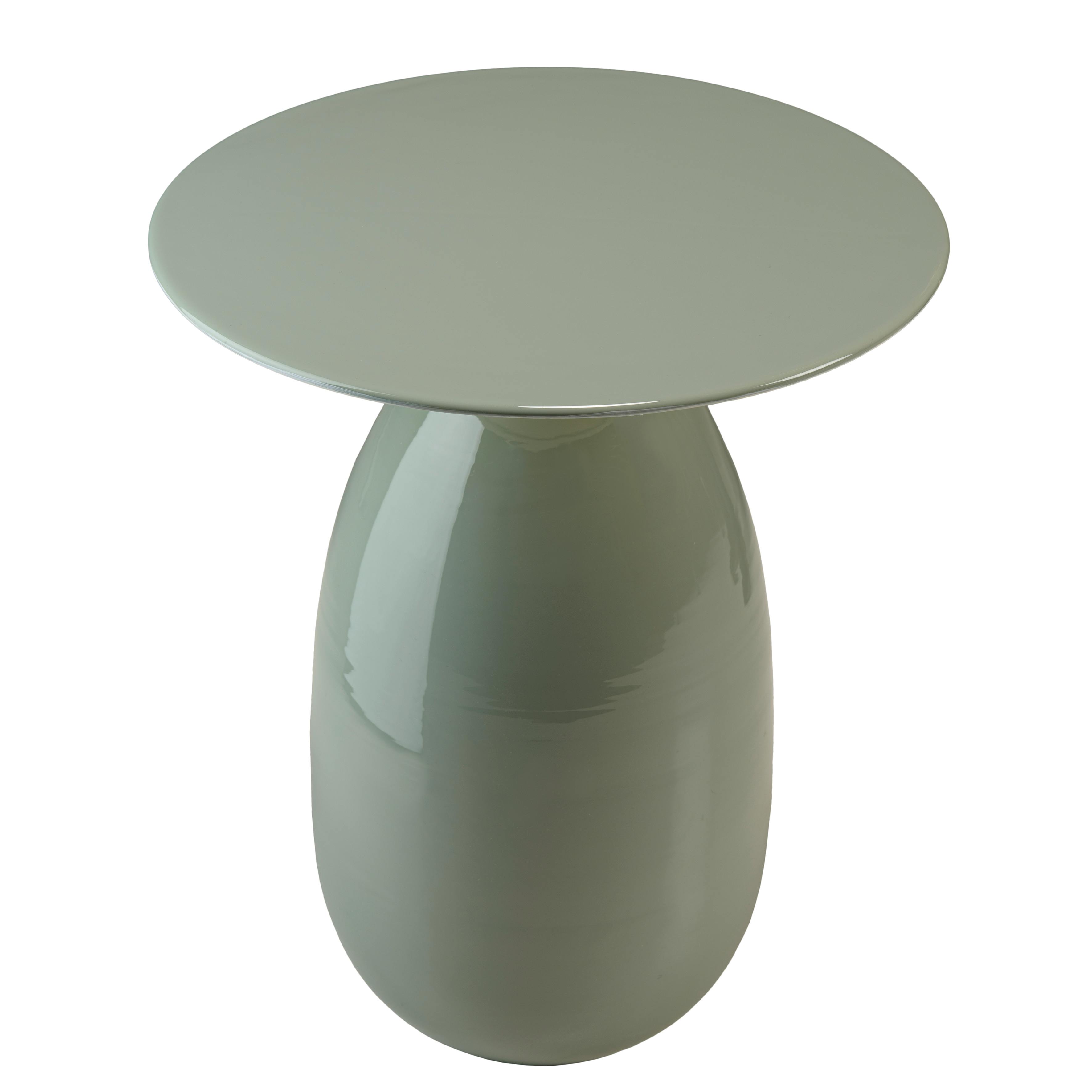 Table d'appoint ronde 40 cm en métal émaillé vert d'eau TOSCA, PIER IMPORT