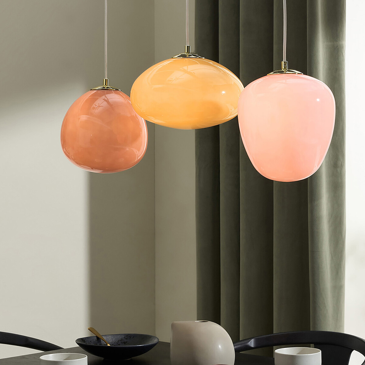 MADE.COM Adrianne 3-Light Glass Dome Pendant Light, MADE