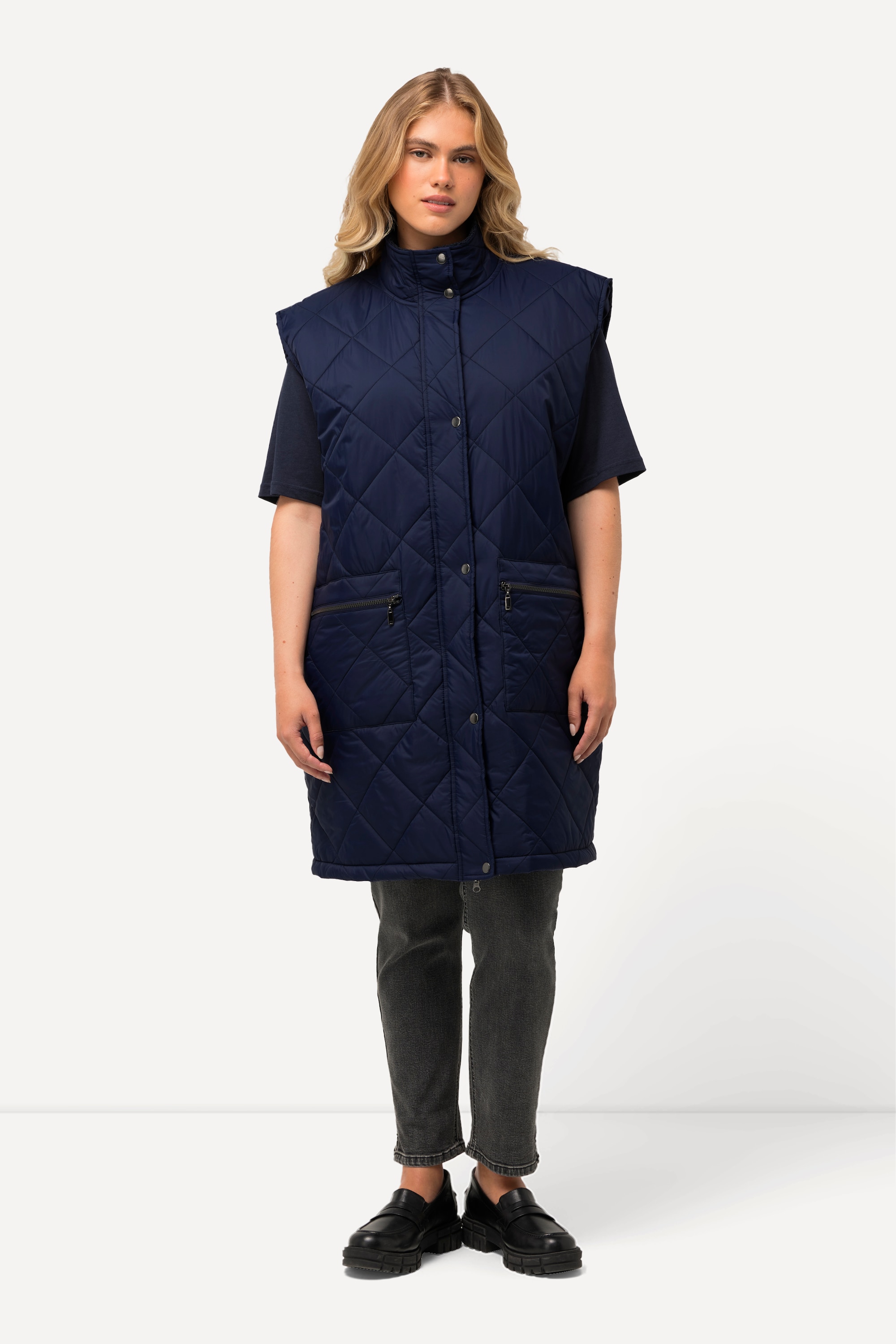 Veste longue matelassée sans manches. Col, ULLA POPKEN