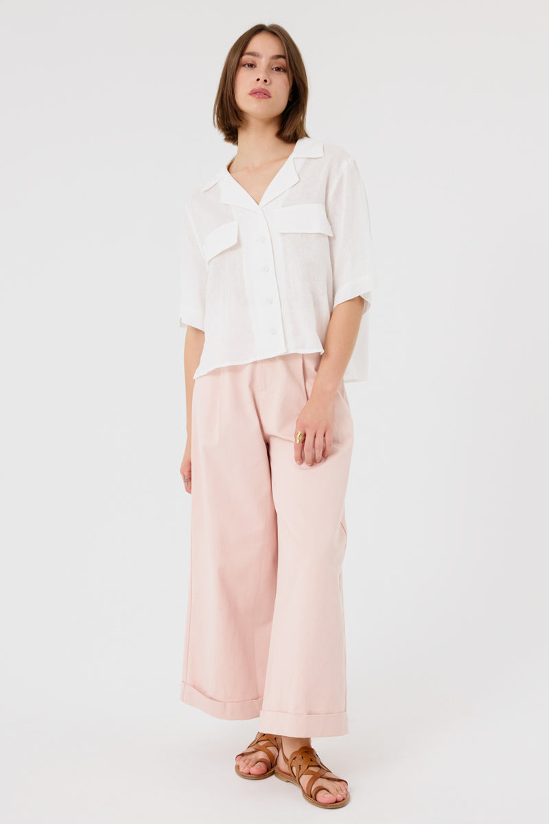 Pantalon Henia taille haute coupe large jambes droites allure structurée, ARTLOVE