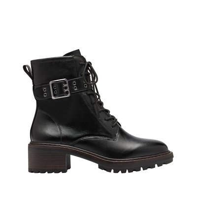 Lace-Up Ankle Boots in Leather TAMARIS