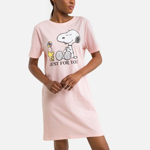 doorgaan klep of Nachthemd met korte mouwen in katoen, snoopy lichtroze Snoopy | La Redoute