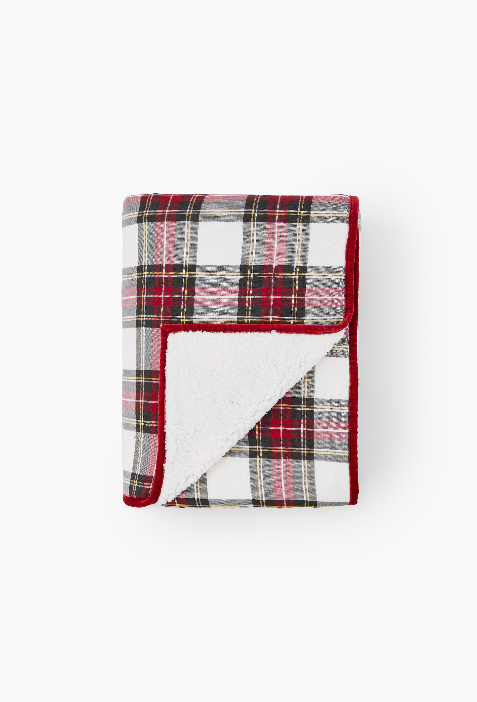 Plaid tartan doublé sherpa, 130x170cm, coton, MONOPRIX MAISON