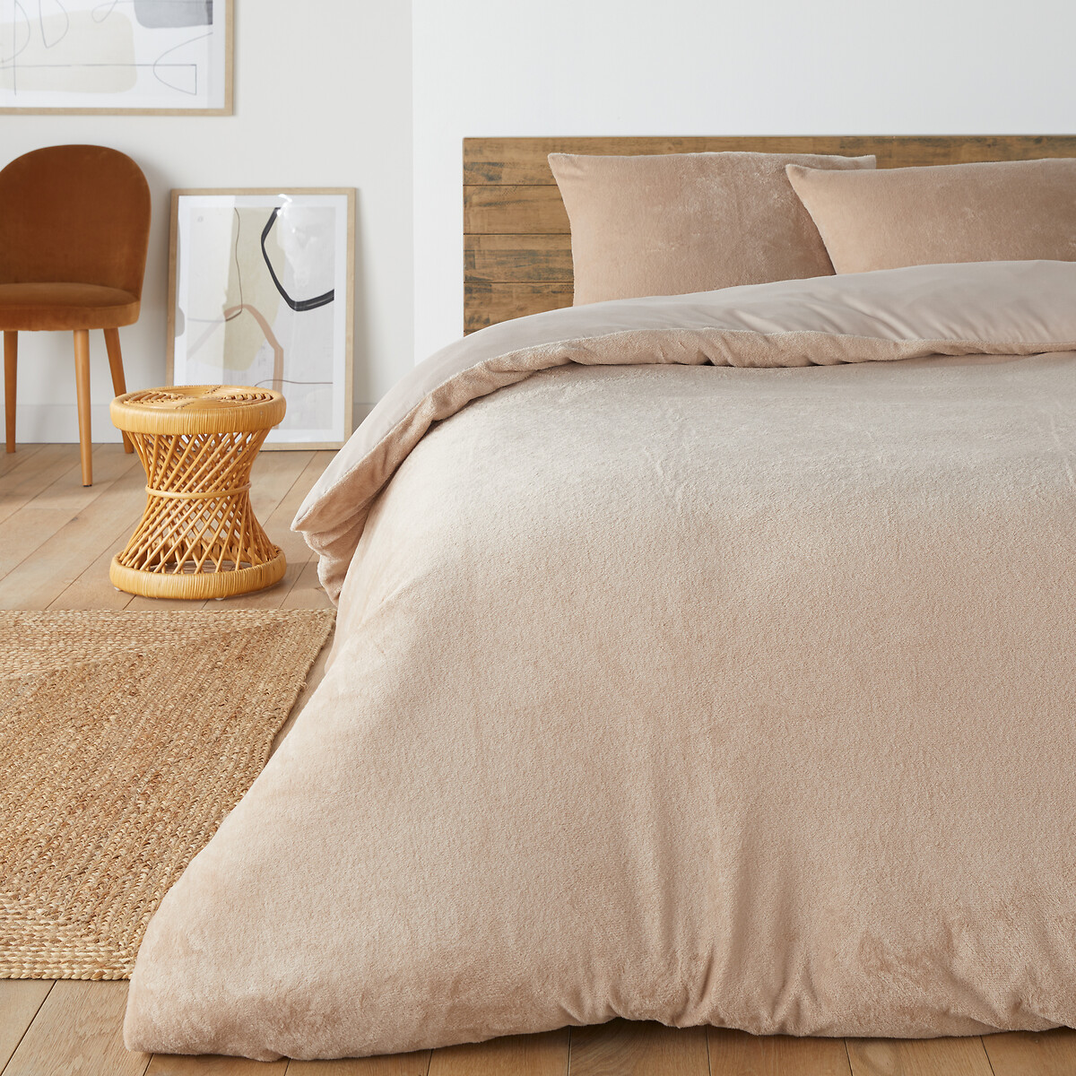Parure de lit polaire tissu duveteux, taie carrée, SO'HOME