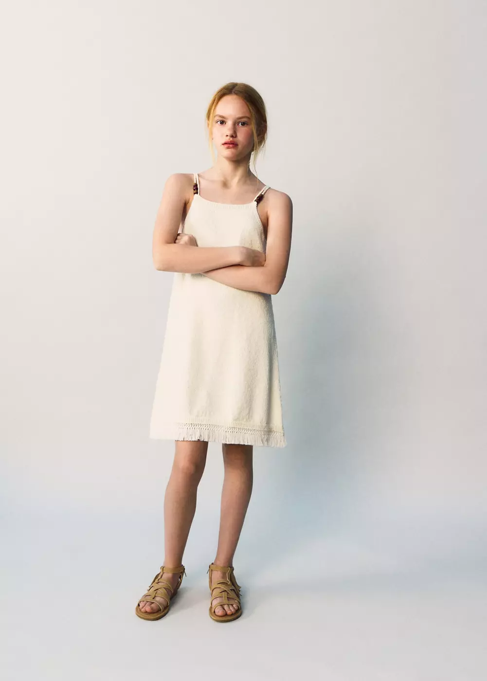 Robe maille détail franges, MANGO KIDS