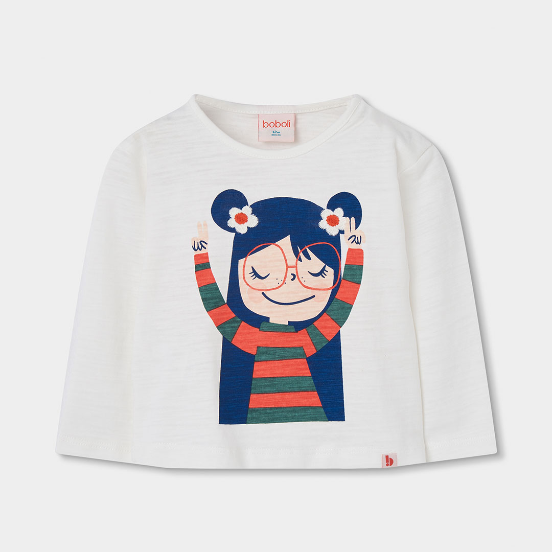 T-shirt fille en maille imprimé à lunettes, BOBOLI