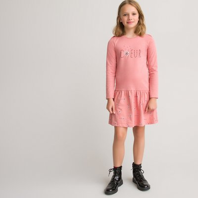 Printed Organic Cotton Dress with Long Sleeves, 3-12 Years LA REDOUTE COLLECTIONS