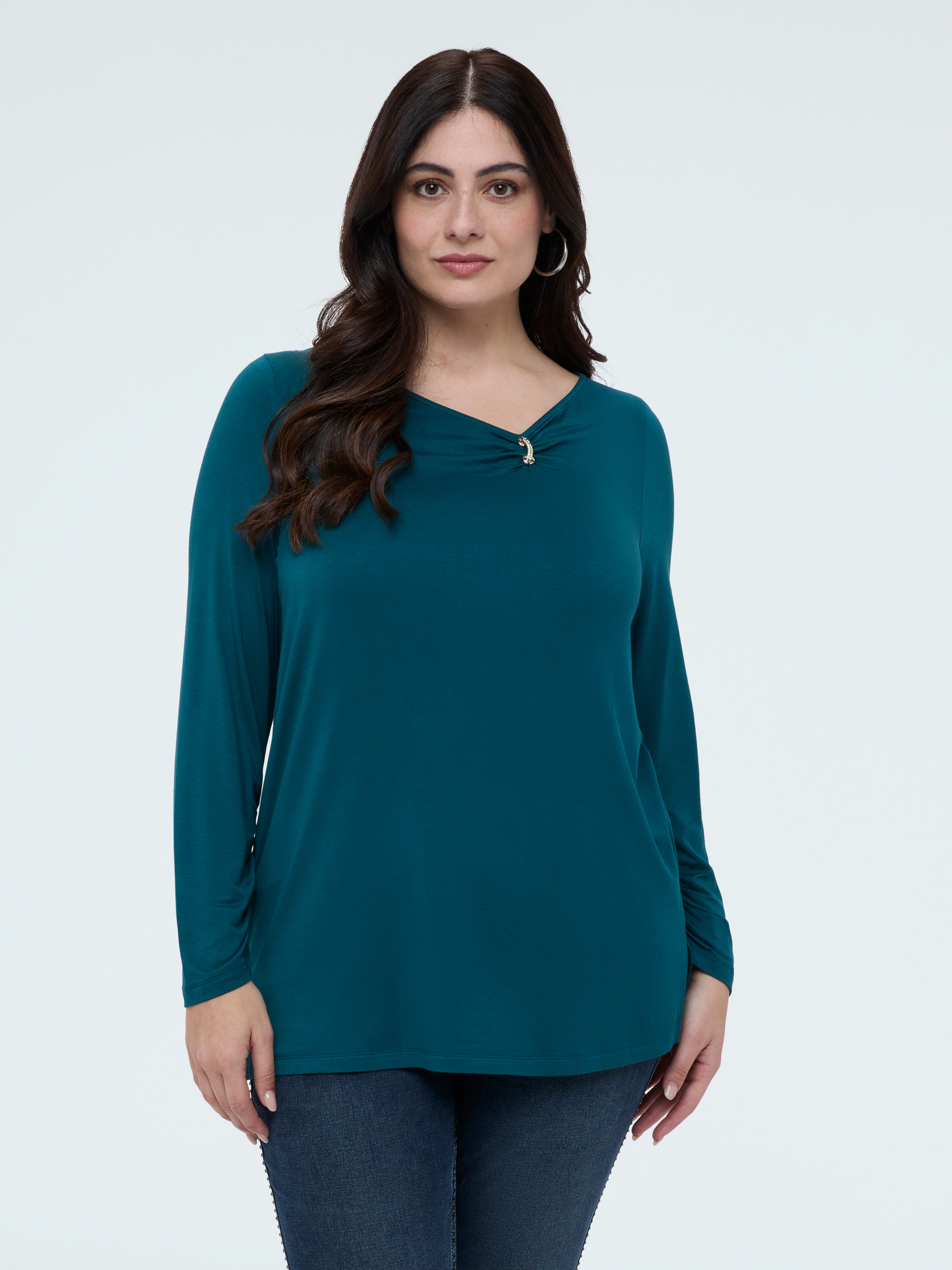 T-shirt en jersey avec détail bijou, FIORELLA RUBINO