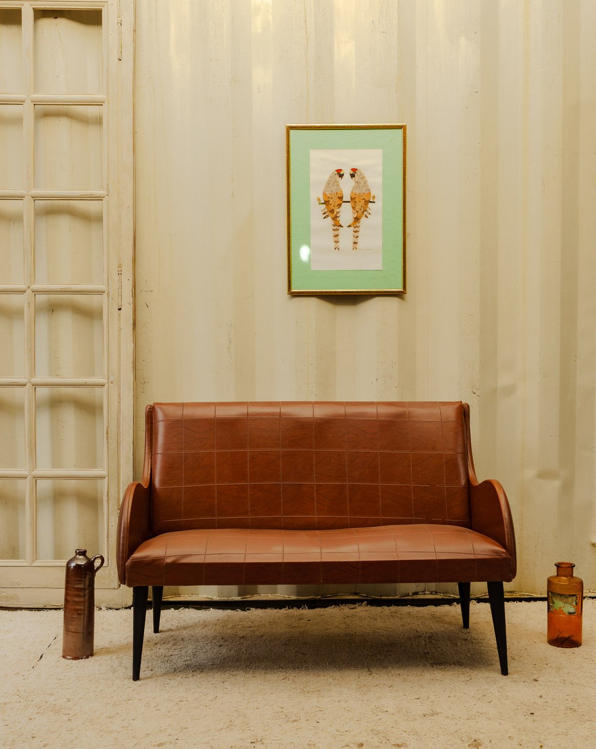 Banquette en cuir marron Clara N°158 - Bon état, DEBONGOUT
