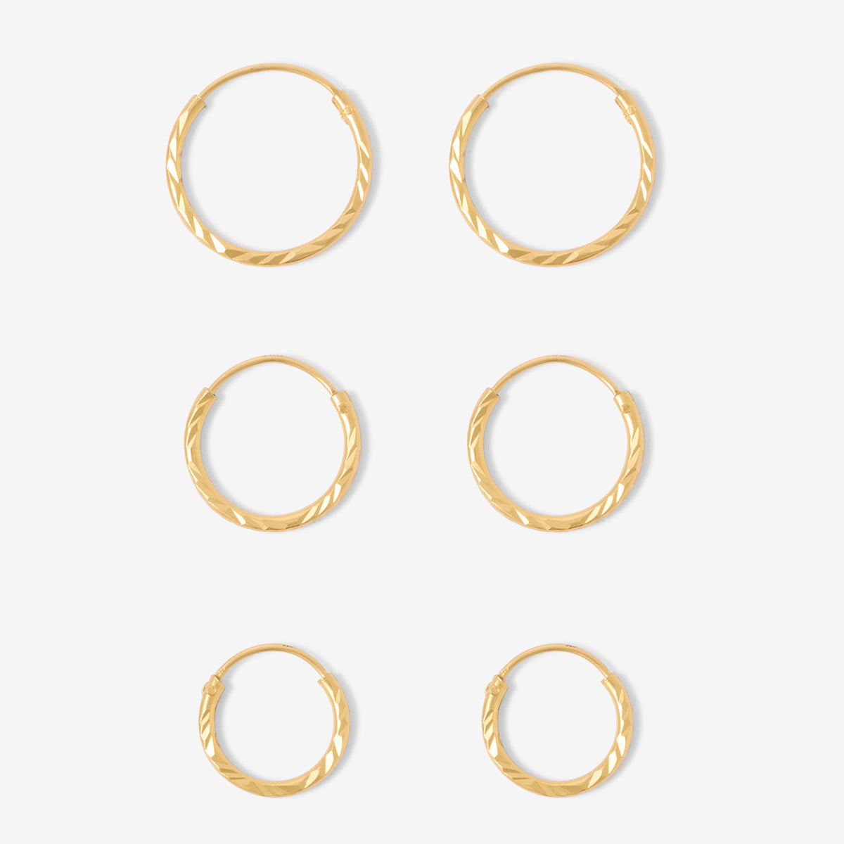 Set 3 paires de créoles ciselées - argent 925 doré, BALABOOSTE