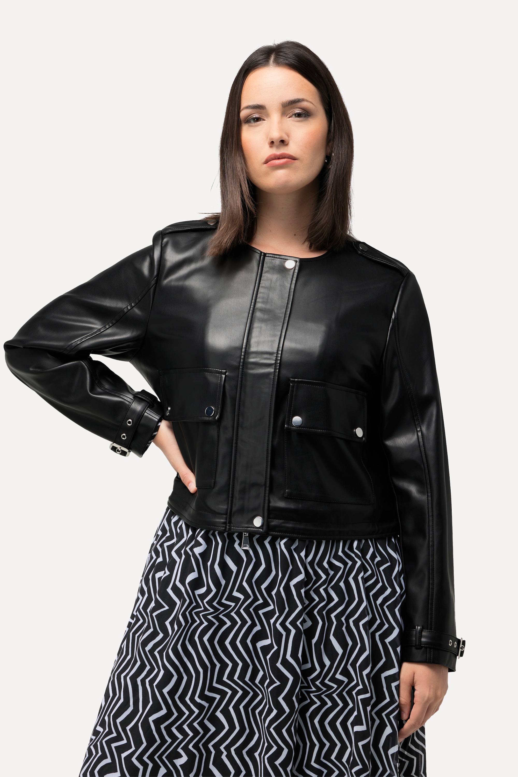 Veste en similicuir. Fermeture éclair double, ULLA POPKEN