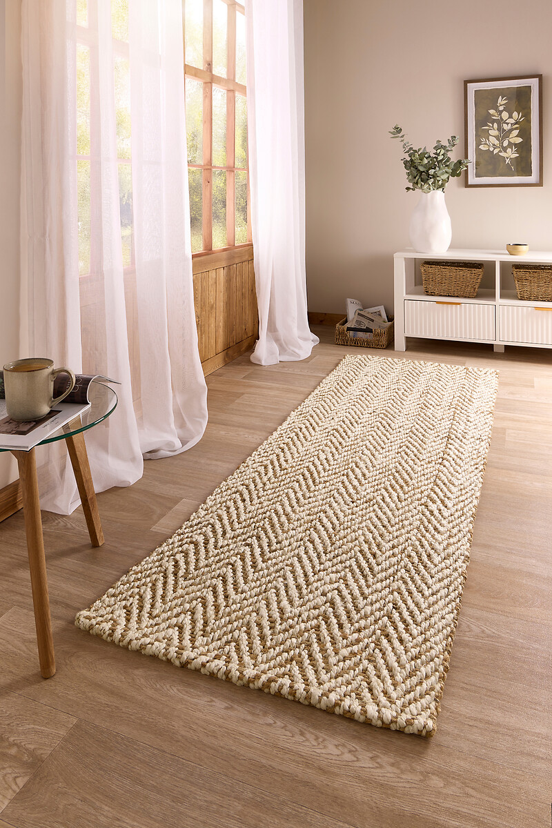 Herringbone Handwoven Jute Runner Rug 67x230cm, SO'HOME
