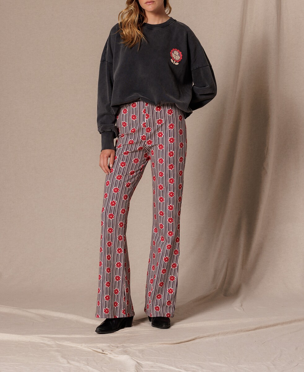 Leggings mit ausgestelltem Bein und Blumenmuster, LUSO, APACHES COLLECTIONS
