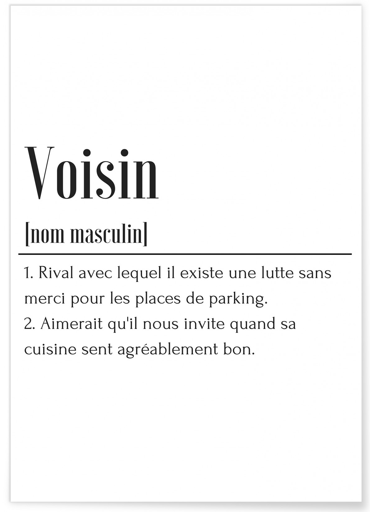 Affiche Définition Voisin, L'AFFICHERIE