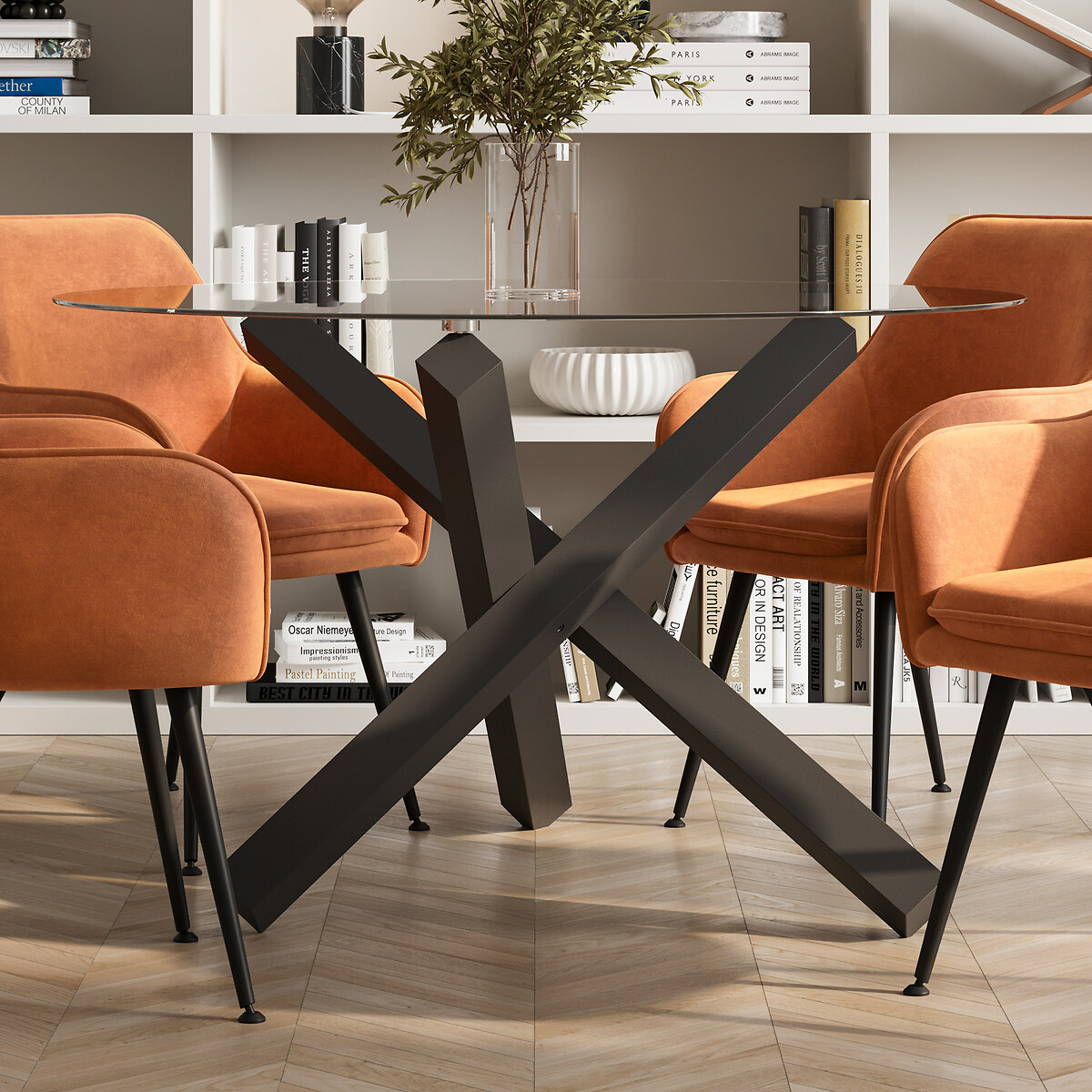 Calissa Round Glass Dining Table (Seats 4), SO'HOME