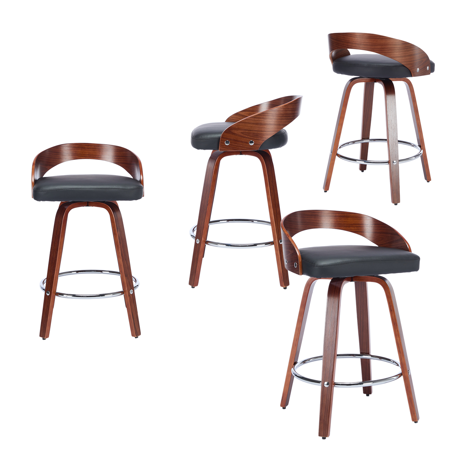 Lot de 4 tabourets de bar vintage pivotants, BORCHIA, MEUBLES COSY