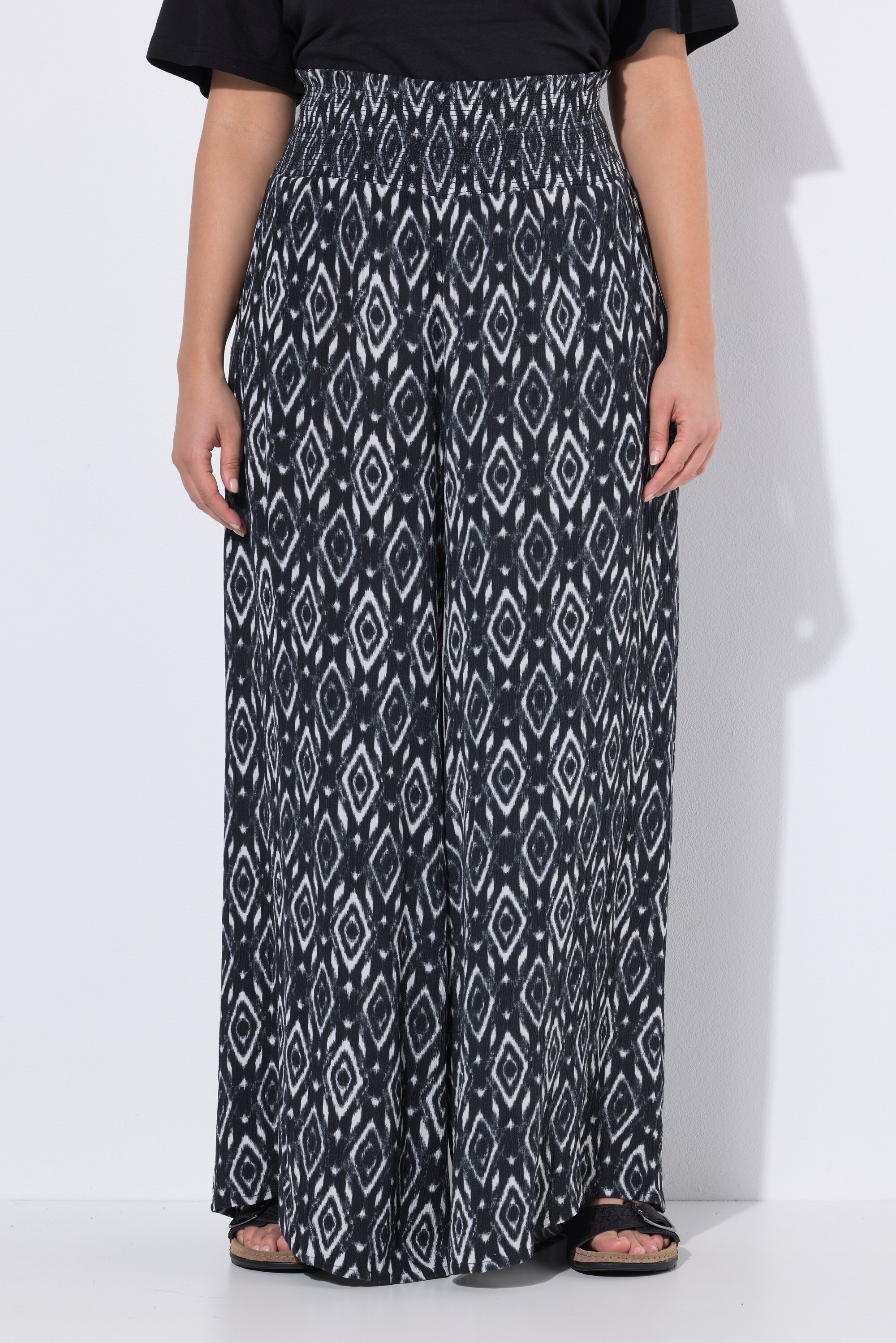 Pantalon rose, taille smockée, ULLA POPKEN