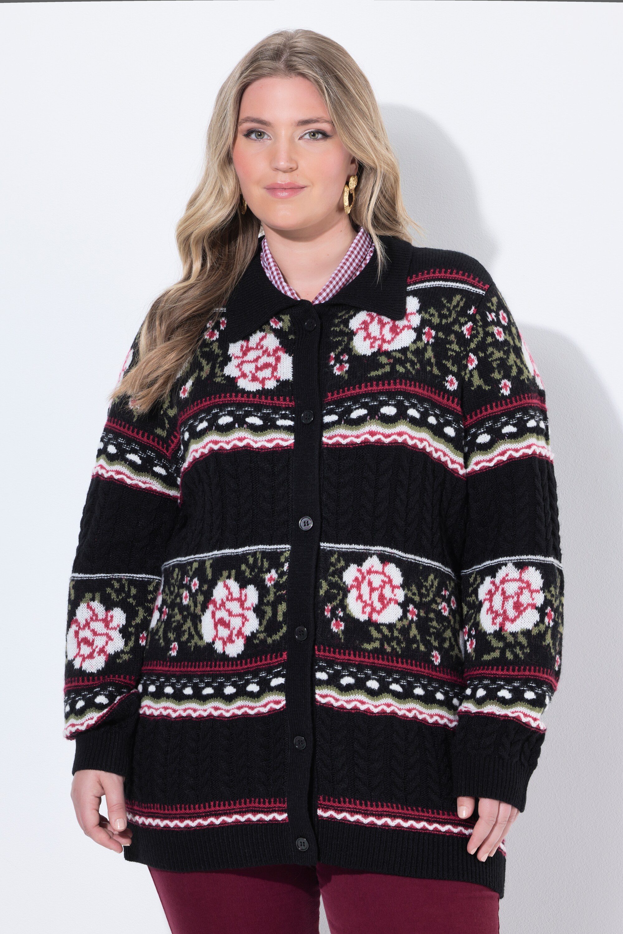 Cardigan motif rayures et fleurs, ULLA POPKEN