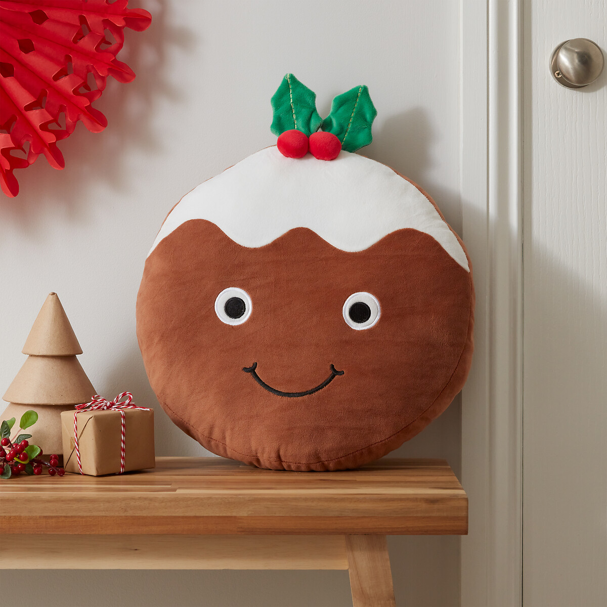 Christmas Pudding 3D Cushion, CATHERINE LANSFIELD