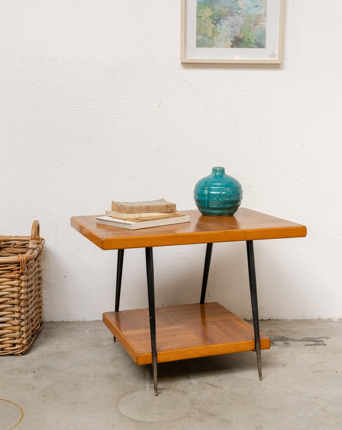 Table d'appoint en bois et métal noir Hanna N°1615 - Bon état, DEBONGOUT