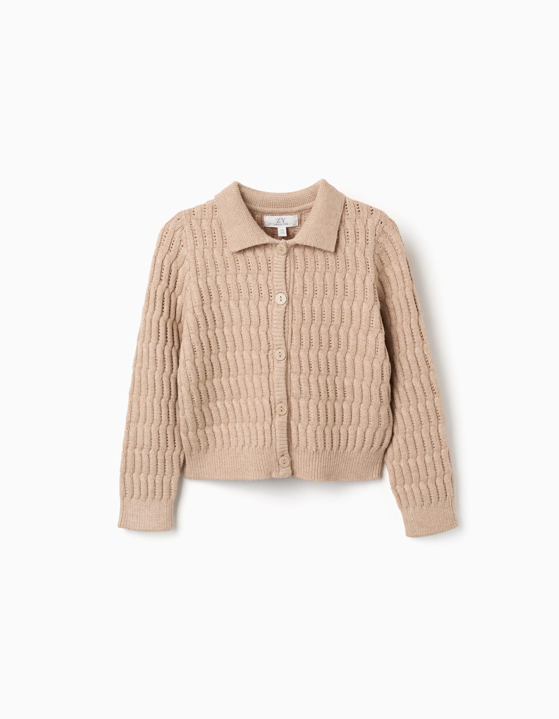 Cardigan en maille torsadée et ajourée, ZIPPY