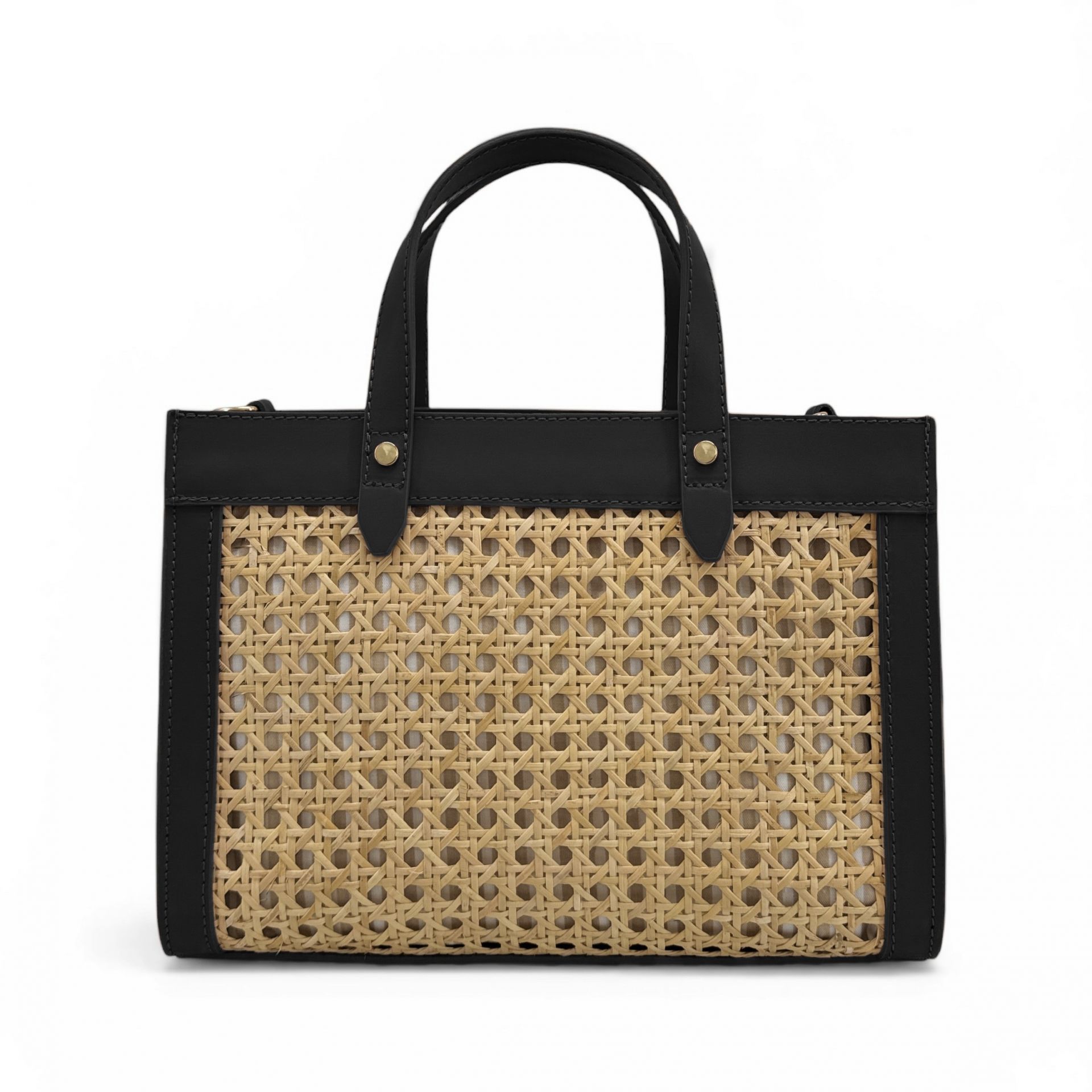 Sac cabas en cuir lisse et rotin THEOLINE, OH MY BAG