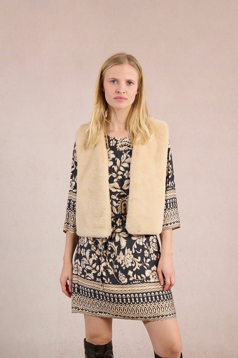 Sleeveless Cardigan in Fluffy Fabric, MOLLY BRACKEN