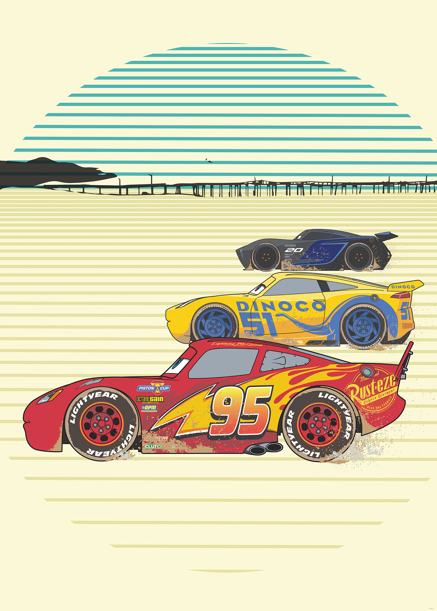 Papier peint Komar - Cars Stream Lines - 200 x 280 cm, HEXOA