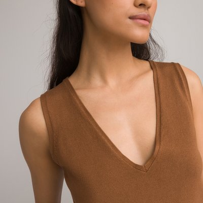 Basic tanktop in tricot, V-hals LA REDOUTE COLLECTIONS