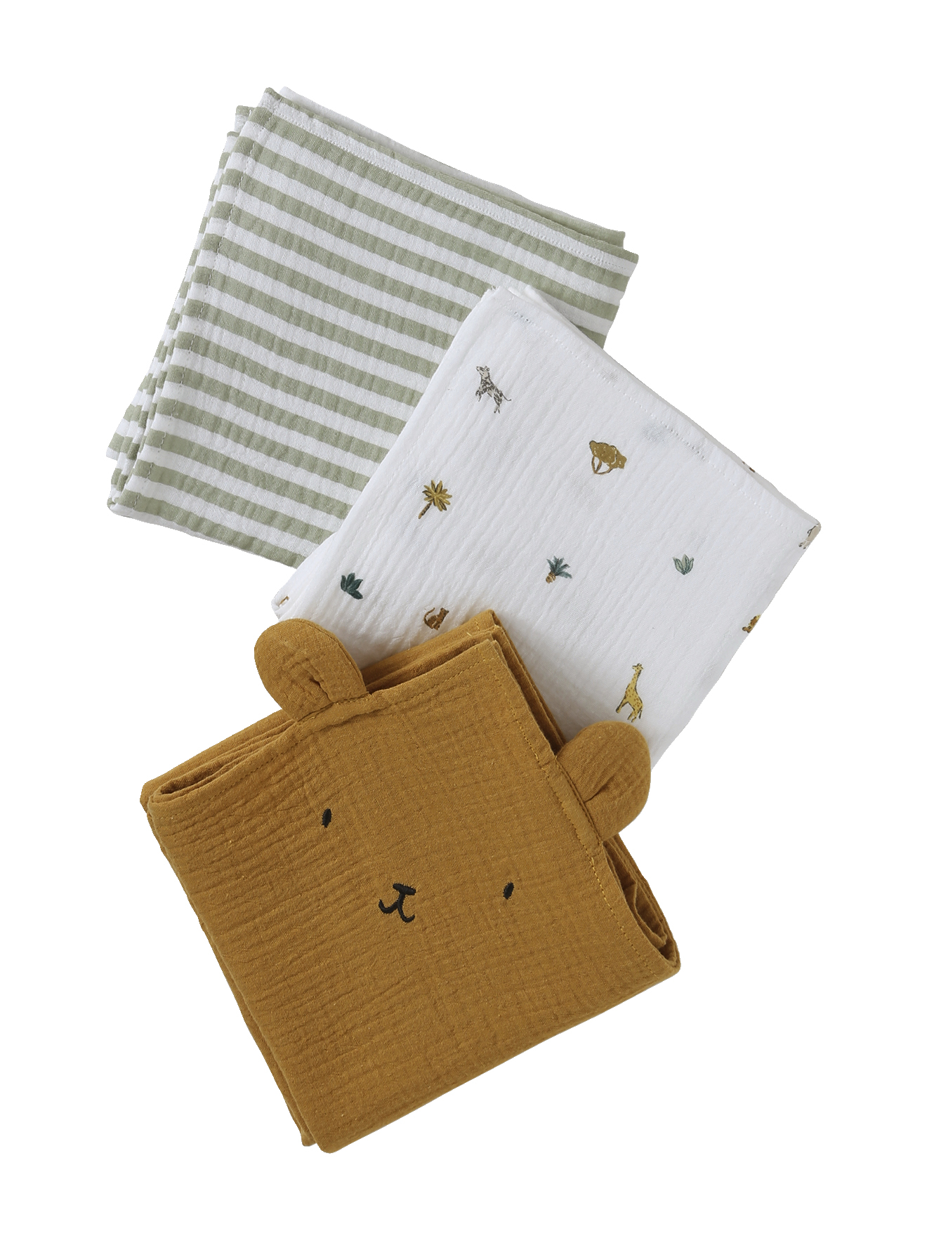 Lot de 3 langes en gaze de coton SAVANA, VERTBAUDET