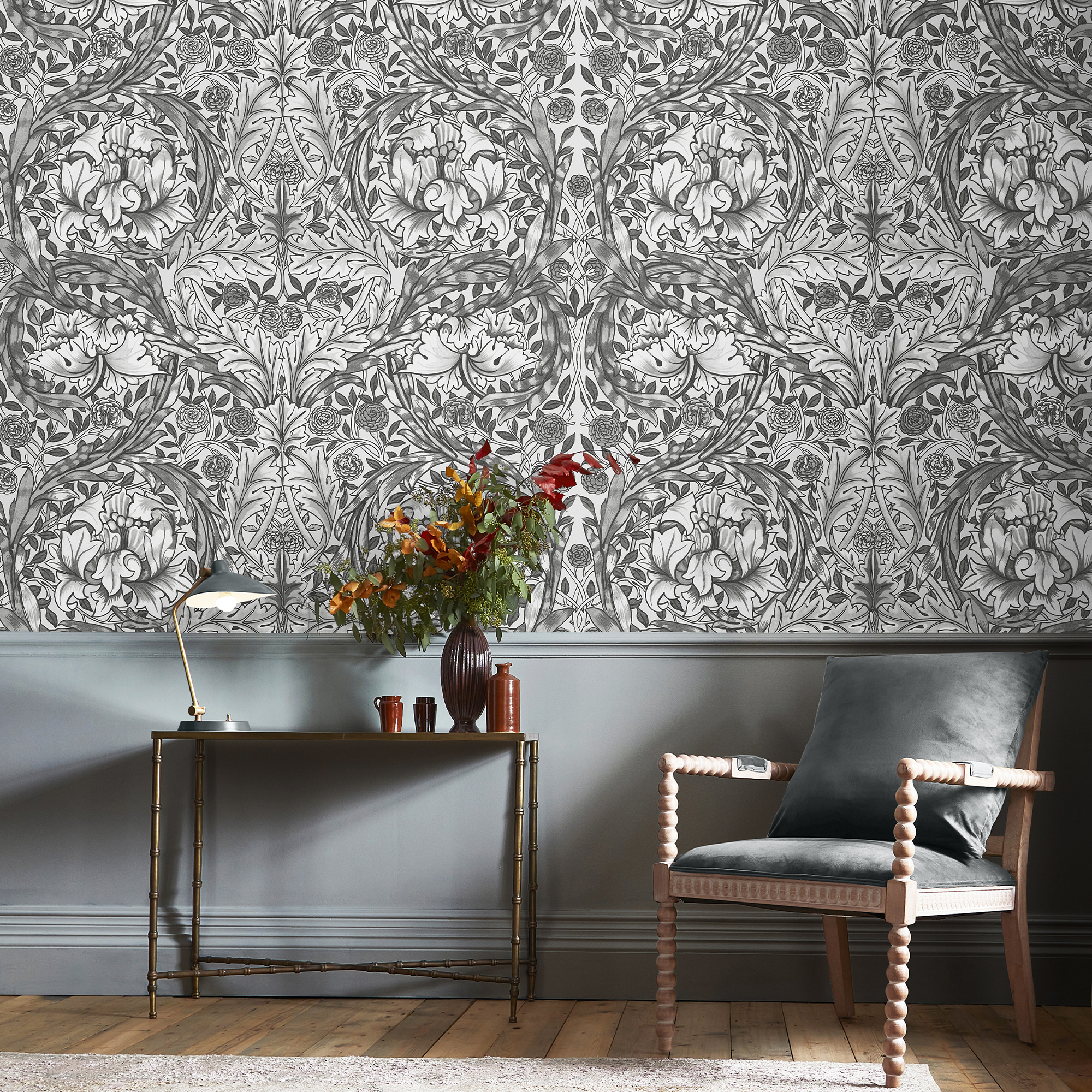 Papier peint panoramique Fleurs de souci en hiver, WILLIAM MORRIS AT HOME