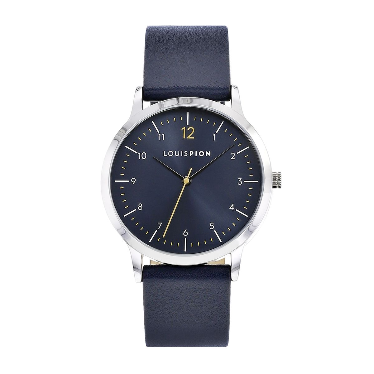 Montre Chronographe Louis Pion Sport – Boîtier Argenté 45mm, Cadran Noir Et Bleu Ciel