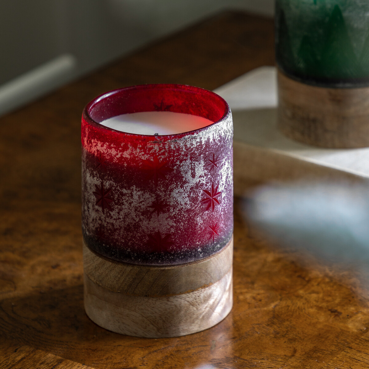 Starry Glass Candle Jar in Red, SO'HOME