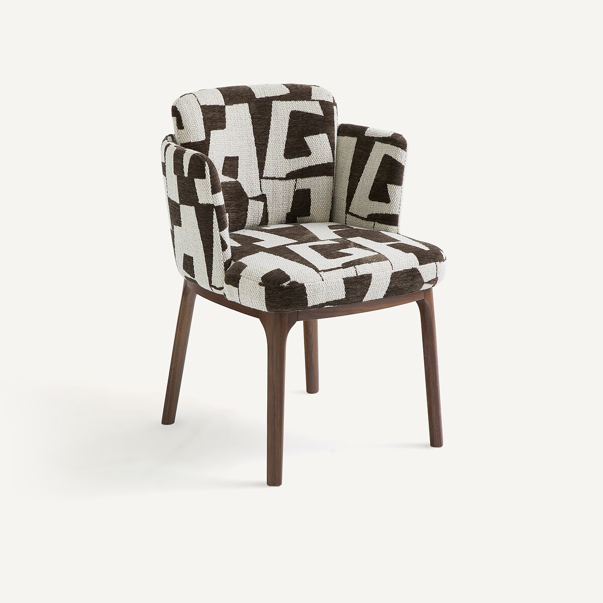 Fauteuil de table, en noyer et tissu jacquard, JABOTE, AM.PM