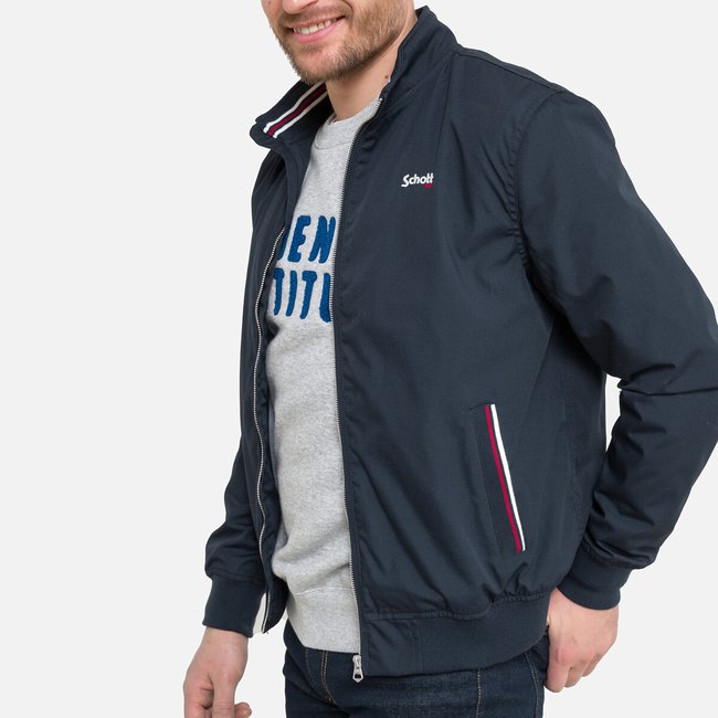 Kenton zip-up jacket with high neck, navy blue, Schott | La Redoute