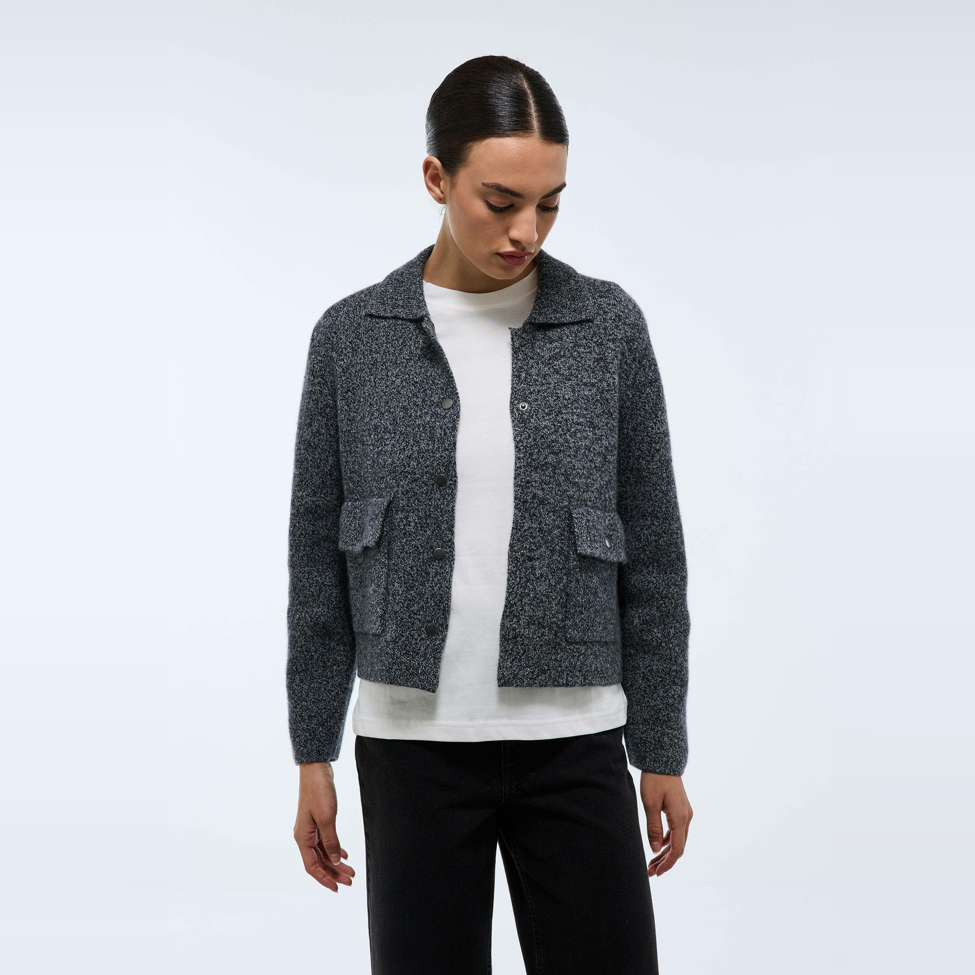 Veste en maille avec poches à rabat, MONOPRIX