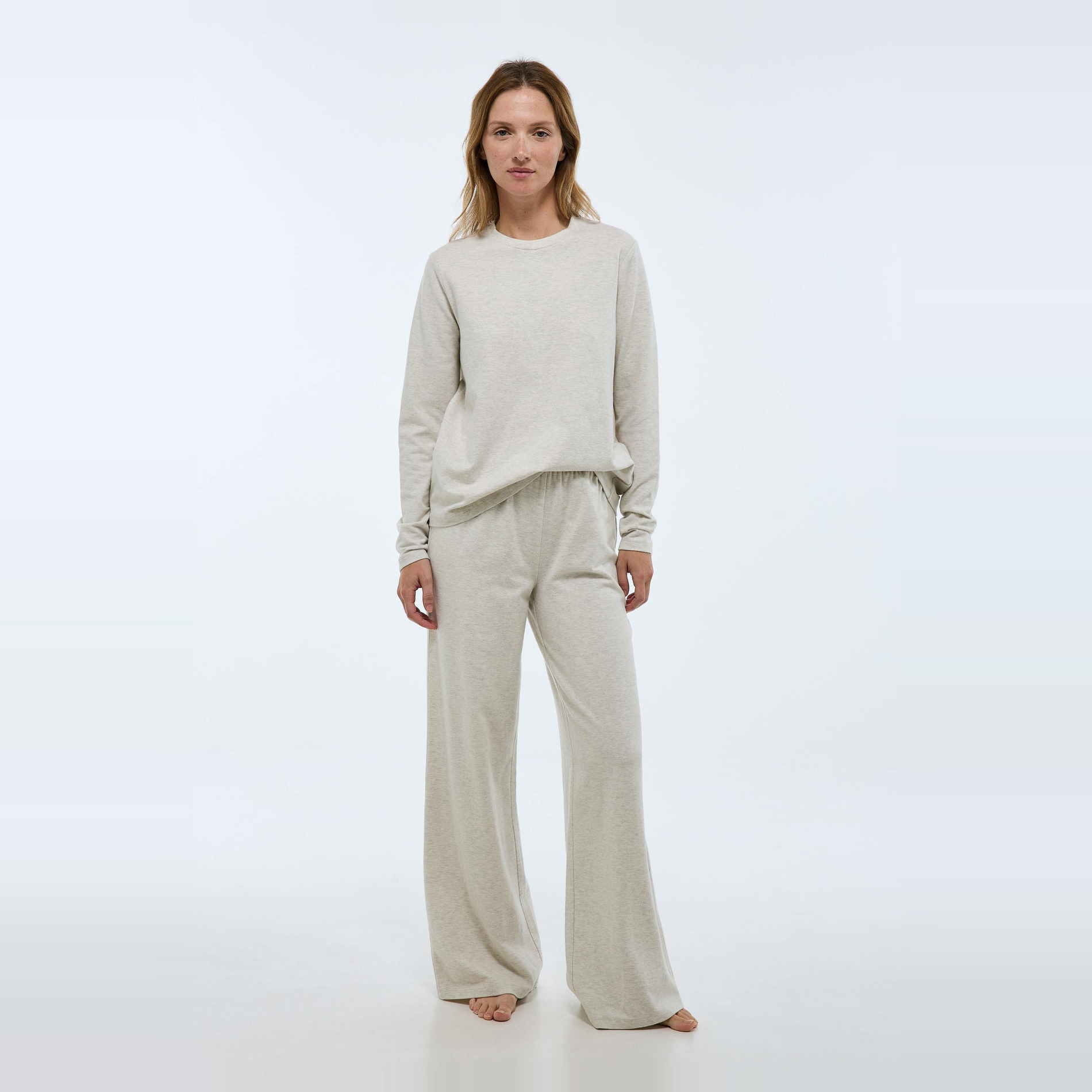 Pantalon uni en coton et modal, MONOPRIX