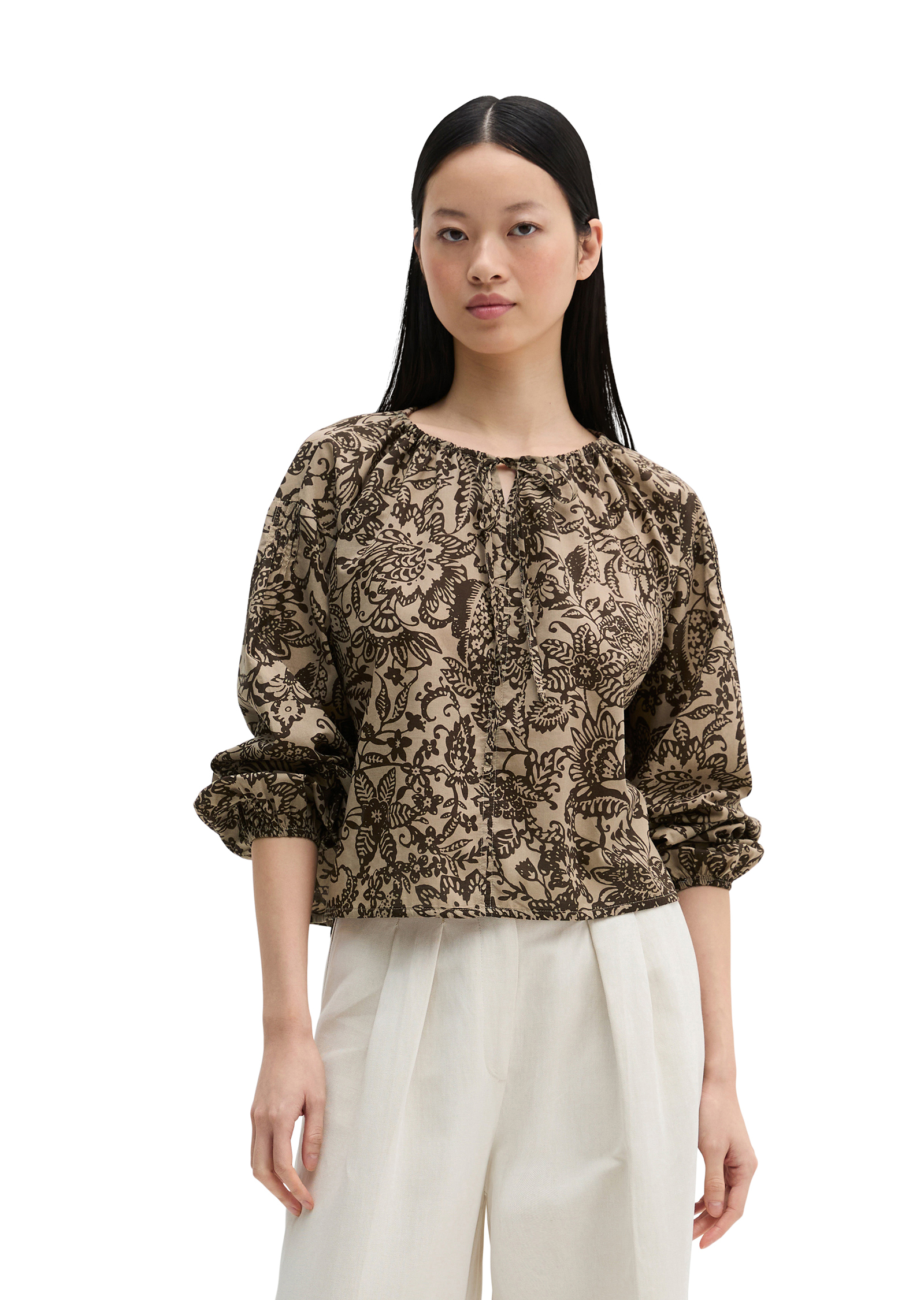 Blouse loose en voile de coton imprimé, MARC O'POLO