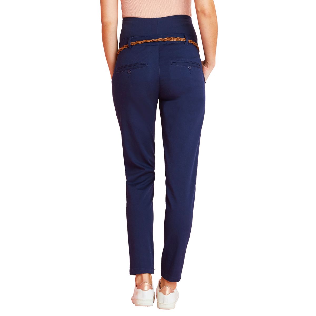 Pantalon chino grossesse entrejambe 78 cm et ceinture marine gris