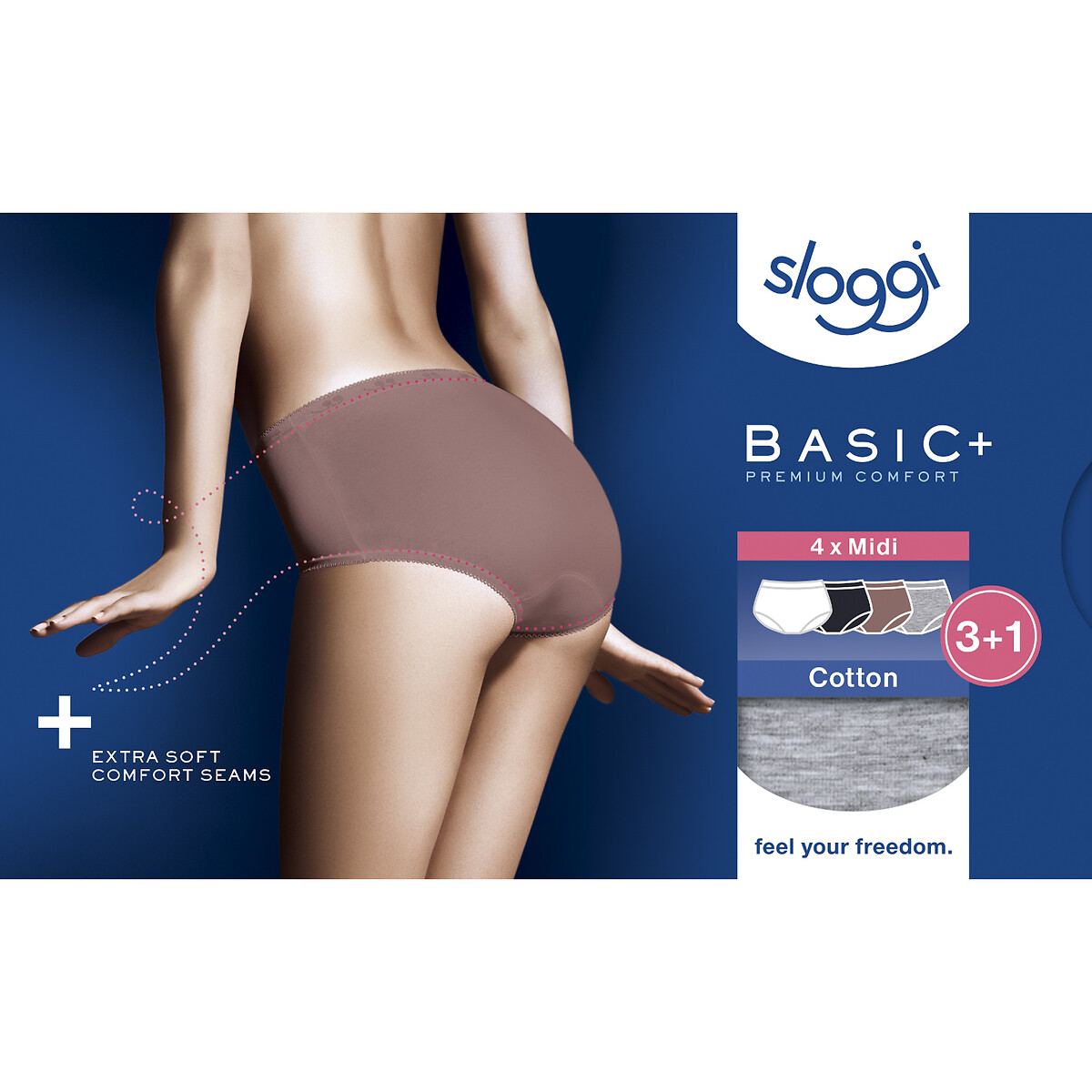 Lot de 3 1 gratuit slips midi basic Sloggi La Redoute