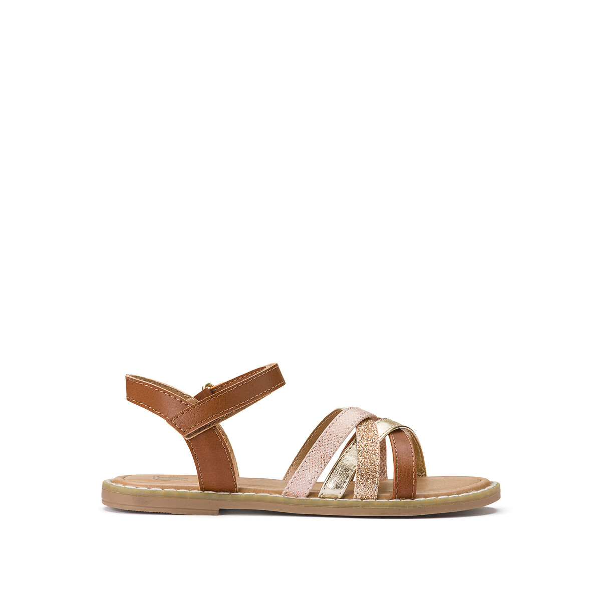 Kids plaited sandals with touch 'n' close fastening camel La Redoute ...