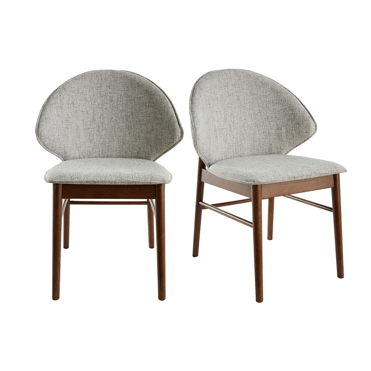 Chaises vintage en tissu gris clair et bois foncé (lot de 2) SPIKE, MILIBOO