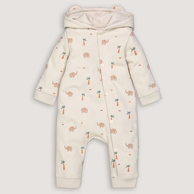 Animal Print Hooded Jumpsuit in Cotton Mix Fleece LA REDOUTE COLLECTIONS