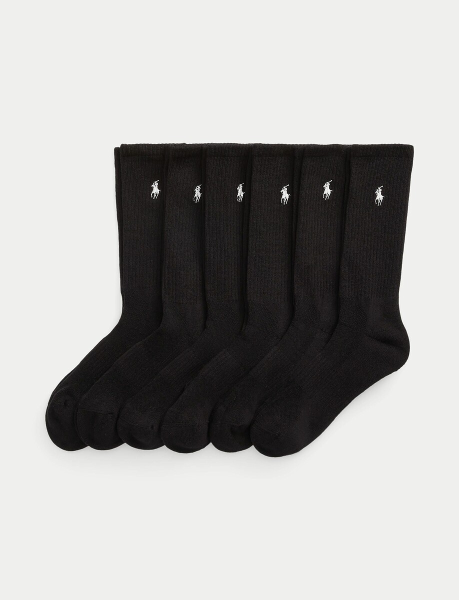 Lot de 6 paires de chaussettes sport coton, POLO RALPH LAUREN