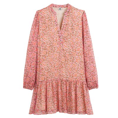 Puff Sleeve Mini Dress with Tiered Ruffled Hem LA REDOUTE COLLECTIONS